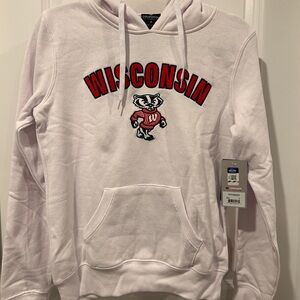Colosseum Wisconsin Badgers White Hoodie with Red Accents